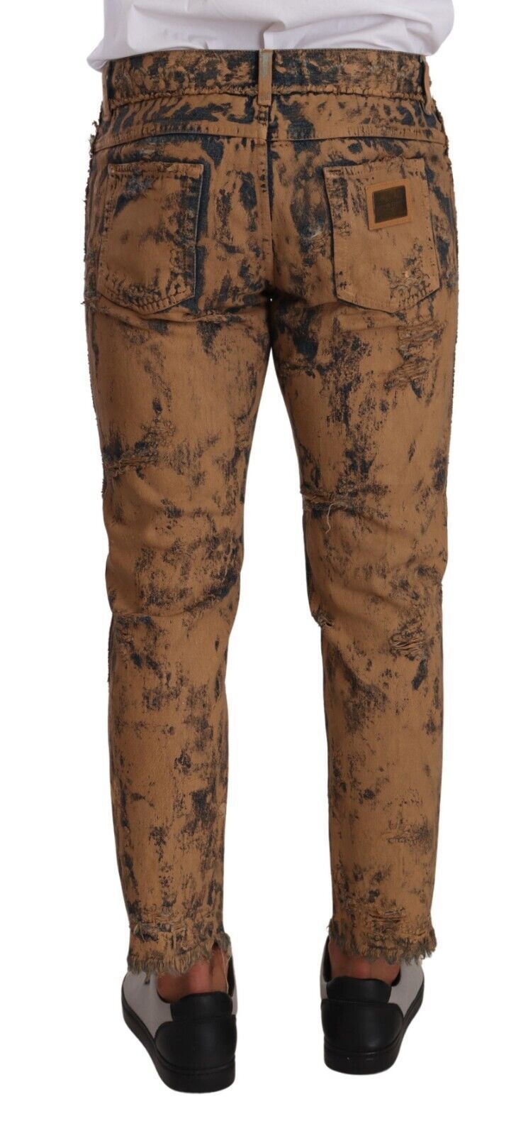Dolce & Gabbana Brown Distressed Cotton Regular Denim Jeans Dolce & Gabbana