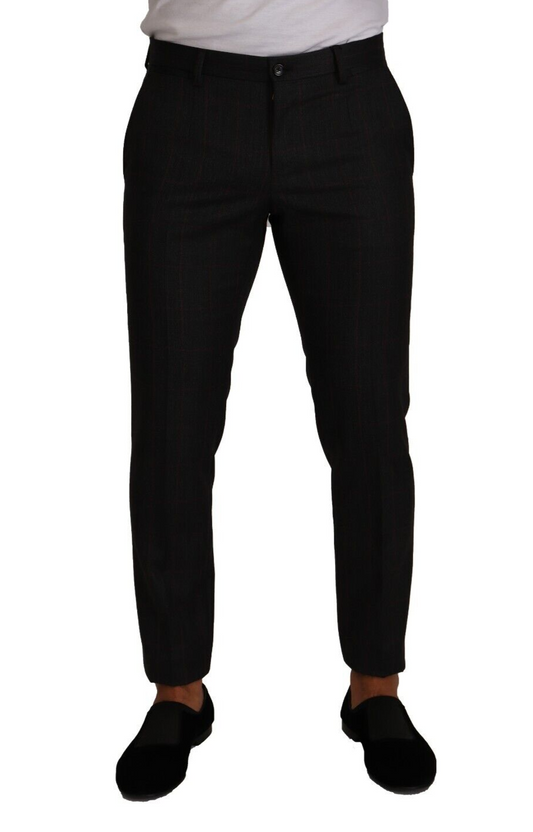 Dolce & Gabbana Gray Check Wool Formal Trouser Dress Pants Dolce & Gabbana