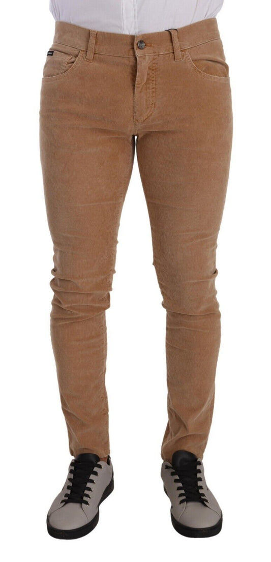 Dolce & Gabbana Brown Corduroy Cotton Skinny Slim Fit Jeans Dolce & Gabbana