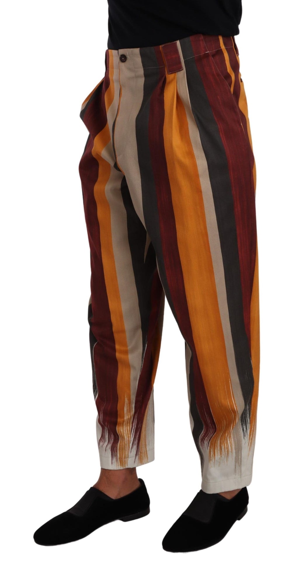 Dolce & Gabbana Multicolor Striped Cotton Tapered Trouser Pants - Eljoys Fashion 