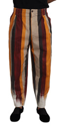 Dolce & Gabbana Multicolor Striped Cotton Tapered Trouser Pants - Eljoys Fashion 