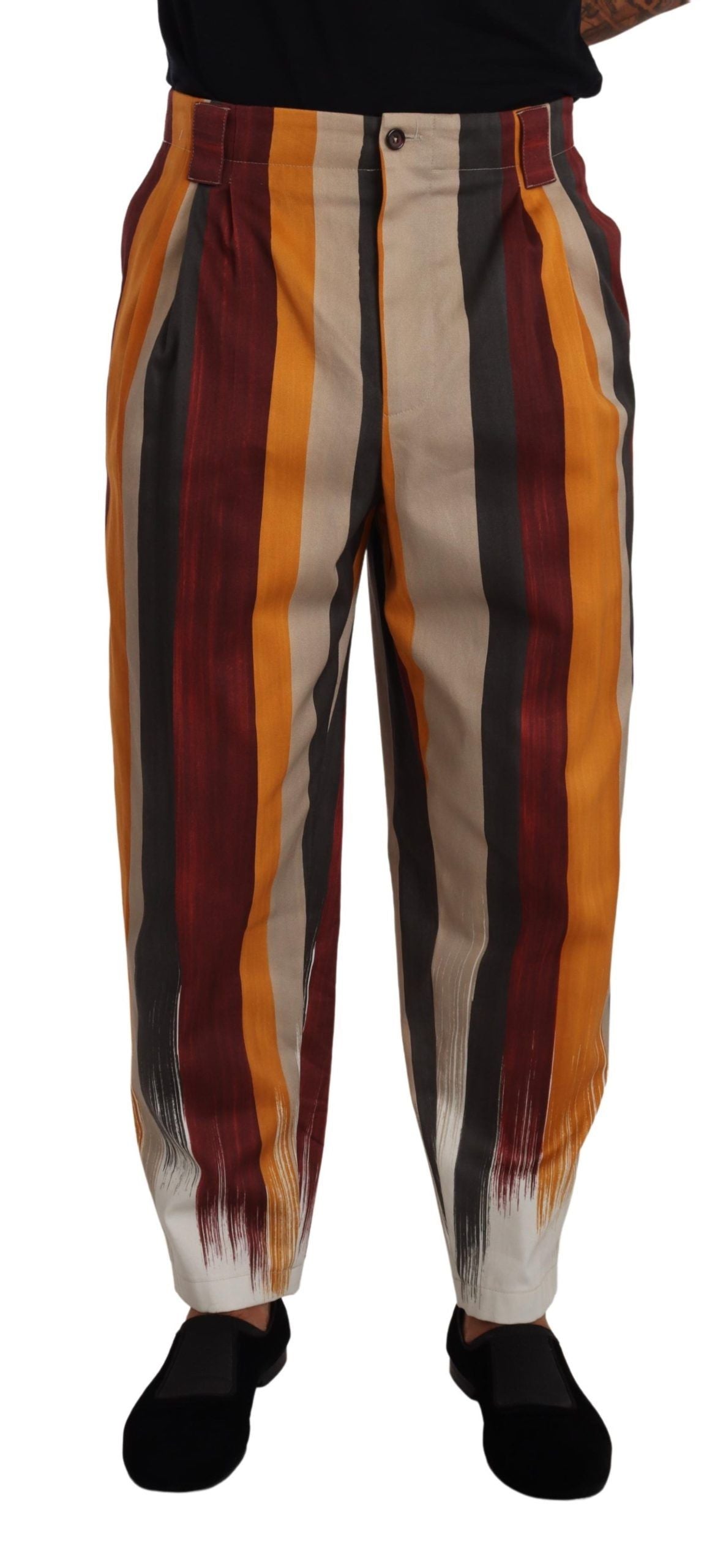 Dolce & Gabbana Multicolor Striped Cotton Tapered Trouser Pants - Eljoys Fashion 