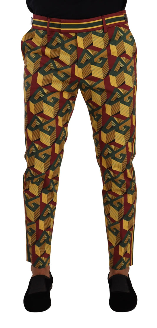 Dolce & Gabbana Multicolor Logo Mania Cotton Tapered Trouser Pants Dolce & Gabbana
