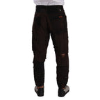 Dolce & Gabbana Brown Cotton Distressed Regular Denim Jeans