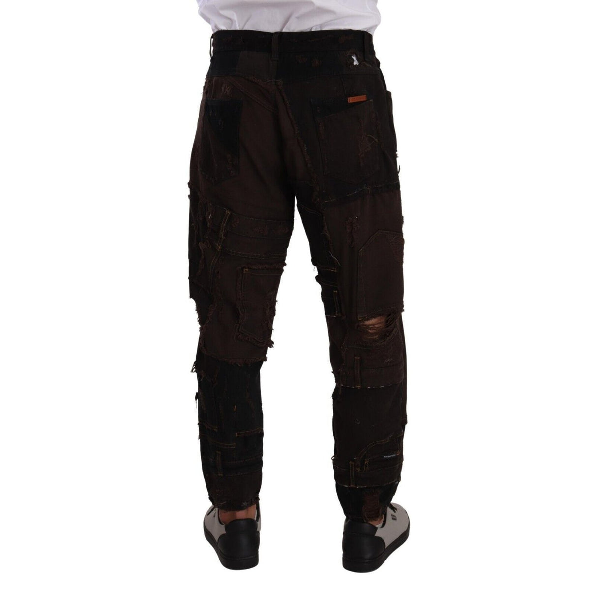 Dolce & Gabbana Brown Cotton Distressed Regular Denim Jeans