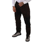 Dolce & Gabbana Brown Cotton Distressed Regular Denim Jeans