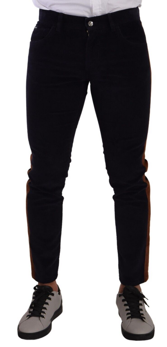 Dolce & Gabbana Blue Cotton Stretch Skinny Corduroy Jeans Dolce & Gabbana