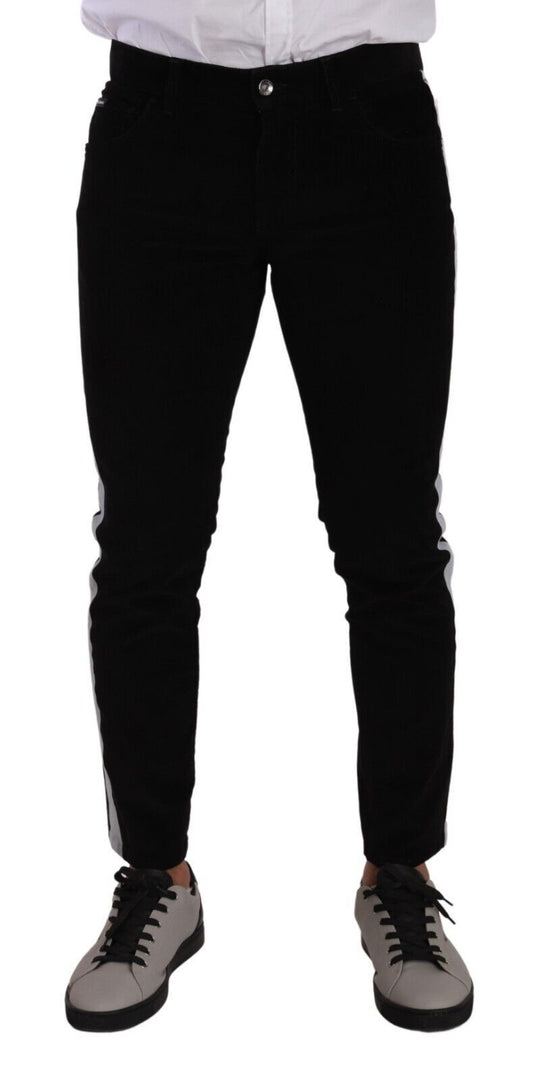 Dolce & Gabbana Black Cotton Stretch Skinny Corduroy Jeans Dolce & Gabbana