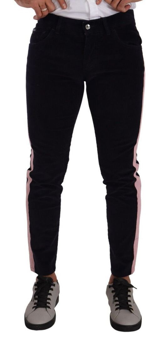 Dolce & Gabbana Blue Corduroy Cotton Stretch Skinny Jeans Dolce & Gabbana