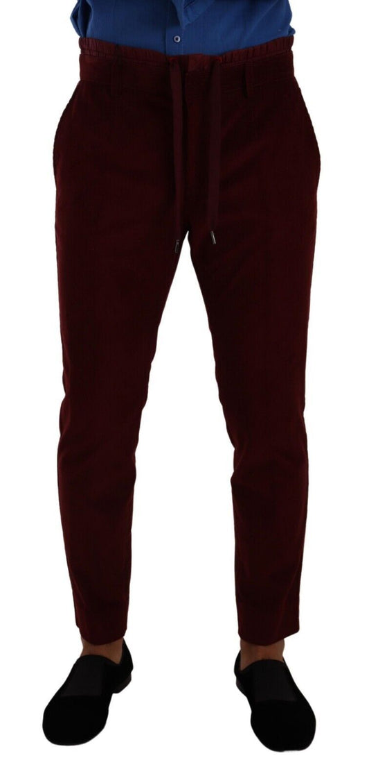Dolce & Gabbana Bordeaux Velvet Mens Formal Trouser Dress Pants Dolce & Gabbana