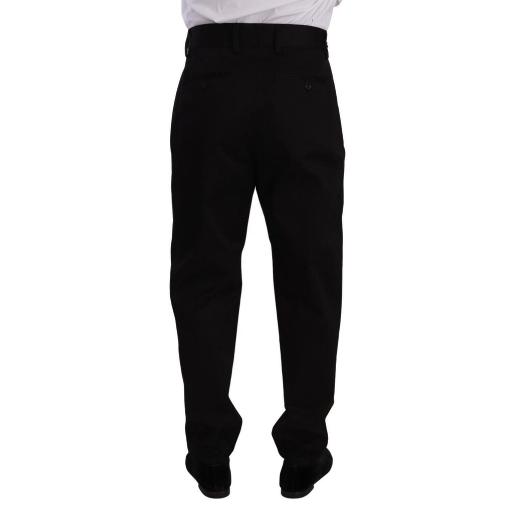 Dolce & Gabbana Black Cotton High Waist Men Trouser Dress Pants