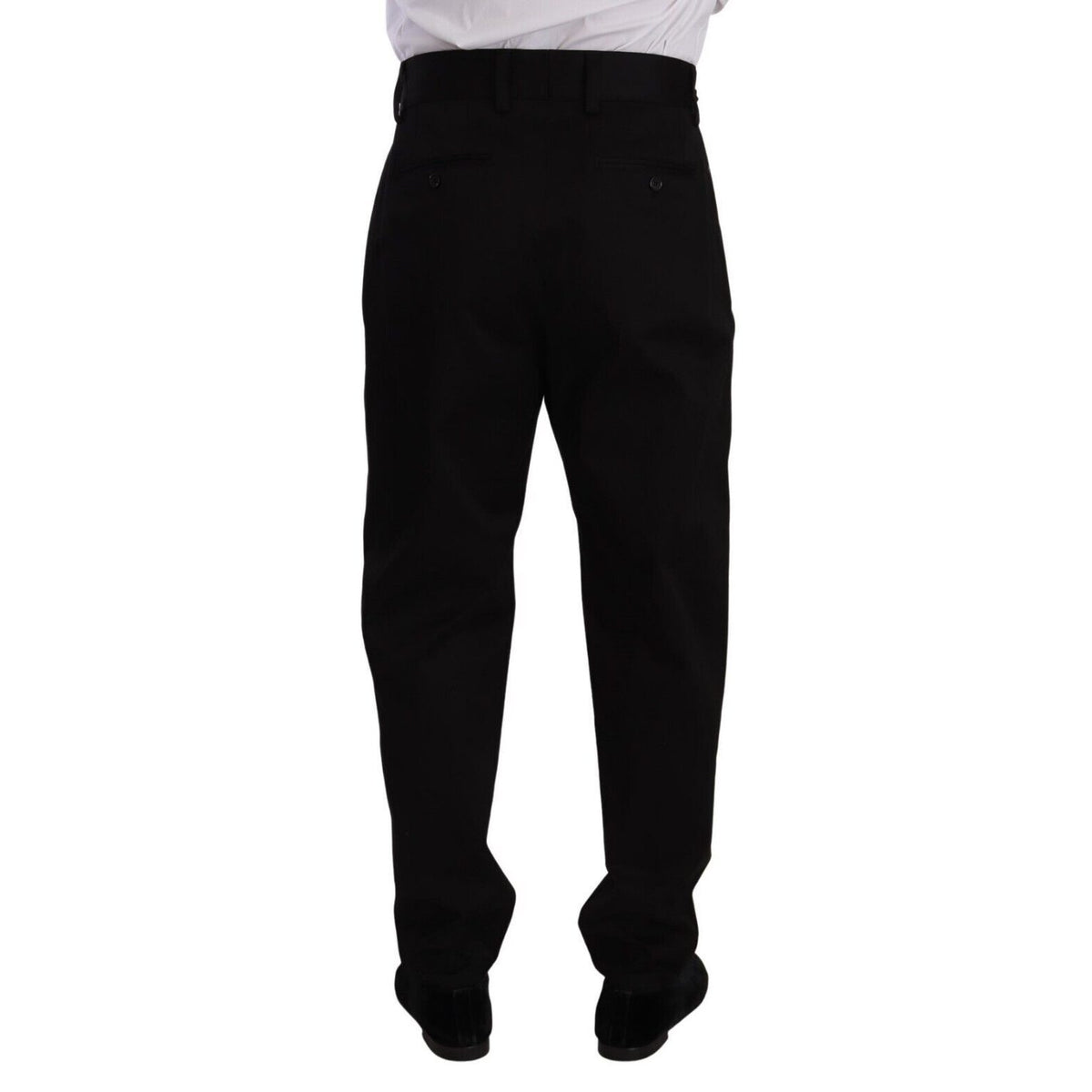 Dolce & Gabbana Black Cotton High Waist Men Trouser Dress Pants