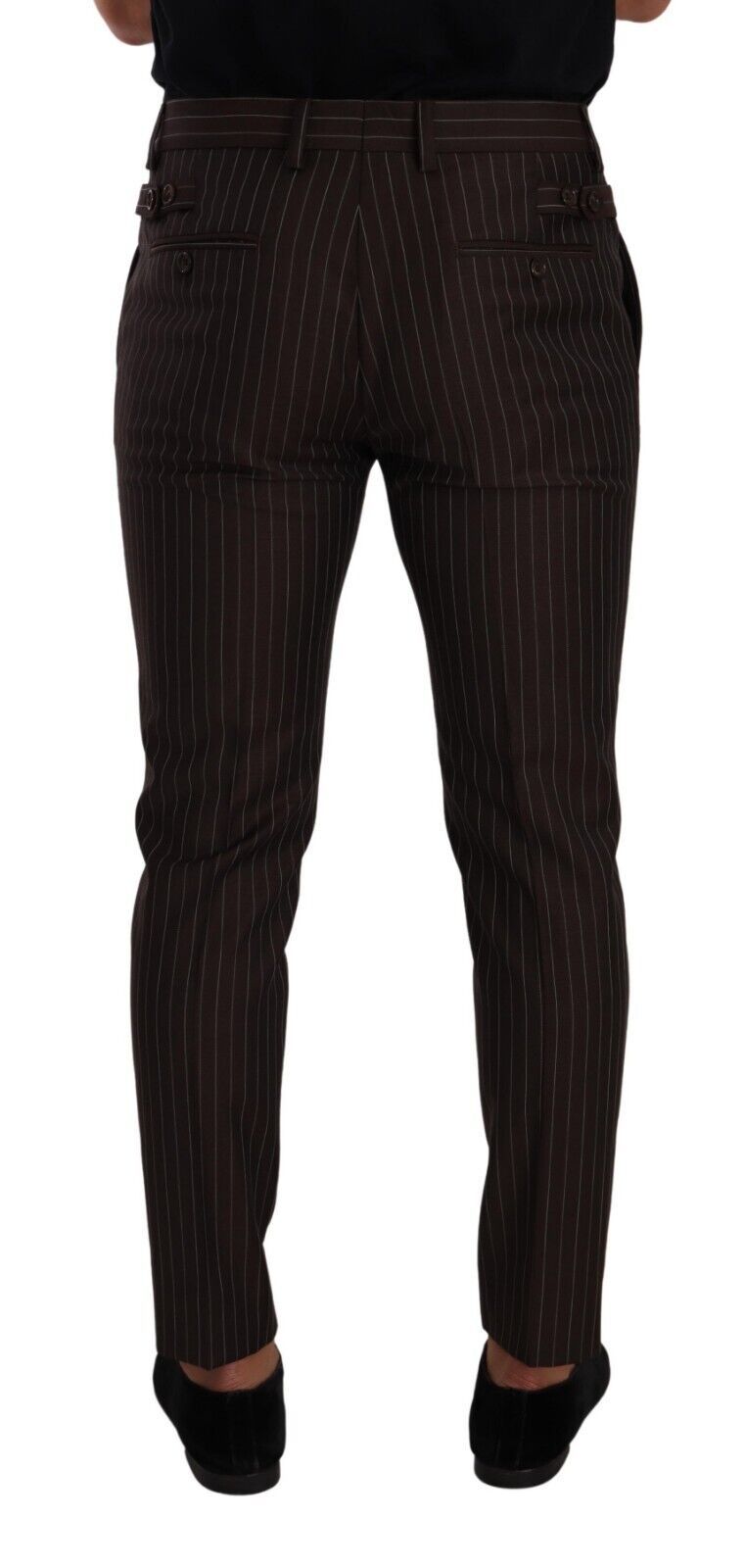 Dolce & Gabbana Brown Striped Wool Formal Trouser Dress Pants Dolce & Gabbana
