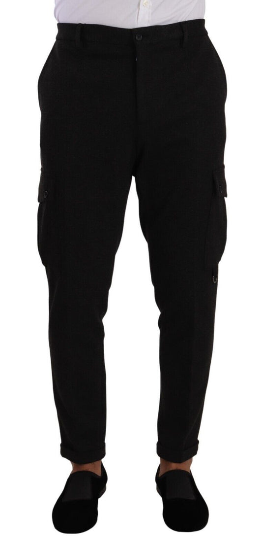 Dolce & Gabbana Black Viscose Cargo Skinny Men Trouser Pants Dolce & Gabbana
