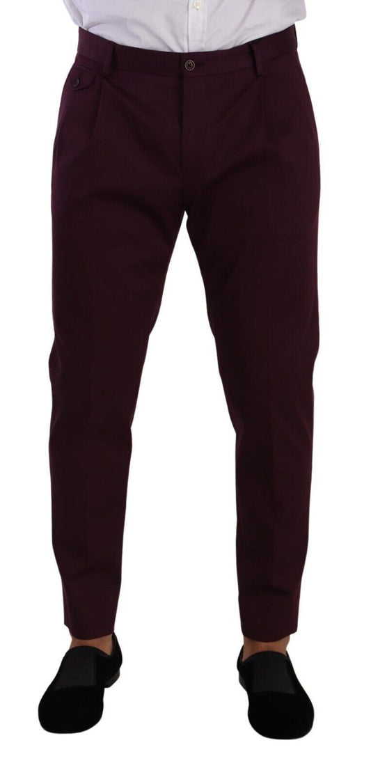 Dolce & Gabbana Purple Cotton Tapered Chinos Dress Pants Dolce & Gabbana