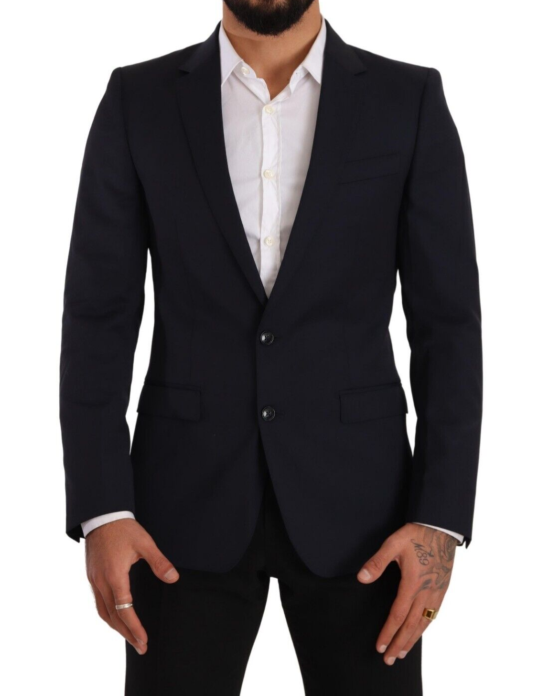 Dolce & Gabbana Dark Blue Single Breasted Coat MARTINI Blazer Dolce & Gabbana
