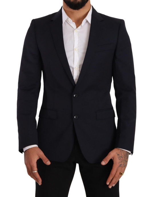 Dolce & Gabbana Dark Blue Single Breasted Coat MARTINI Blazer Dolce & Gabbana