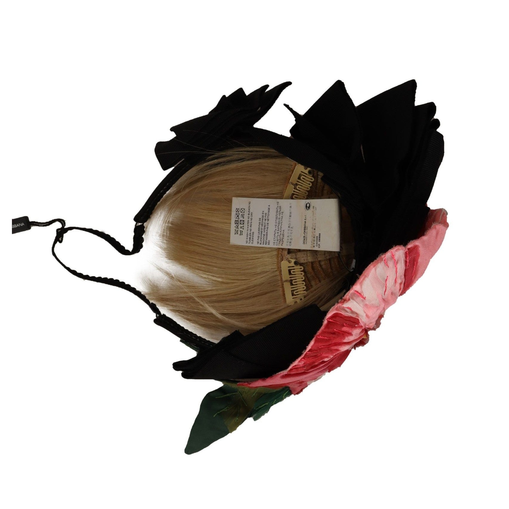 Dolce & Gabbana Black Silk White Hair Parrucchiera Diadem Headband