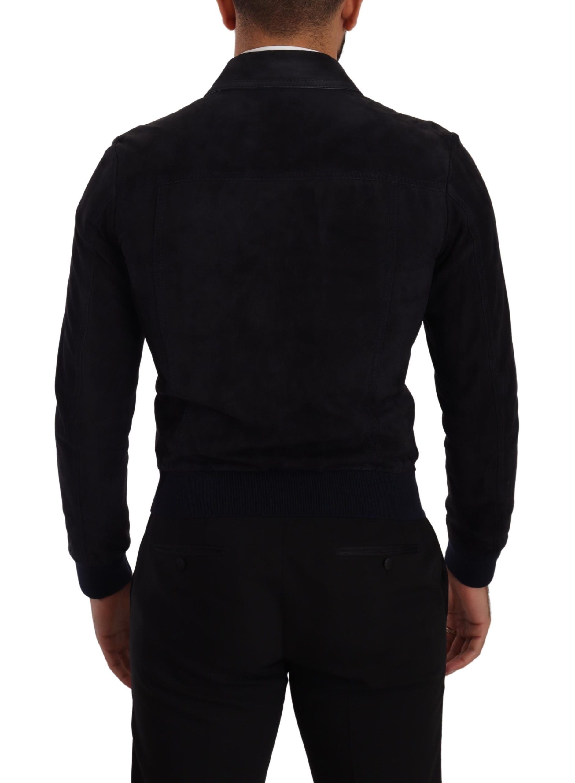 Dolce & Gabbana Blue Suede Lambskin Leather Coat Jacket Dolce & Gabbana