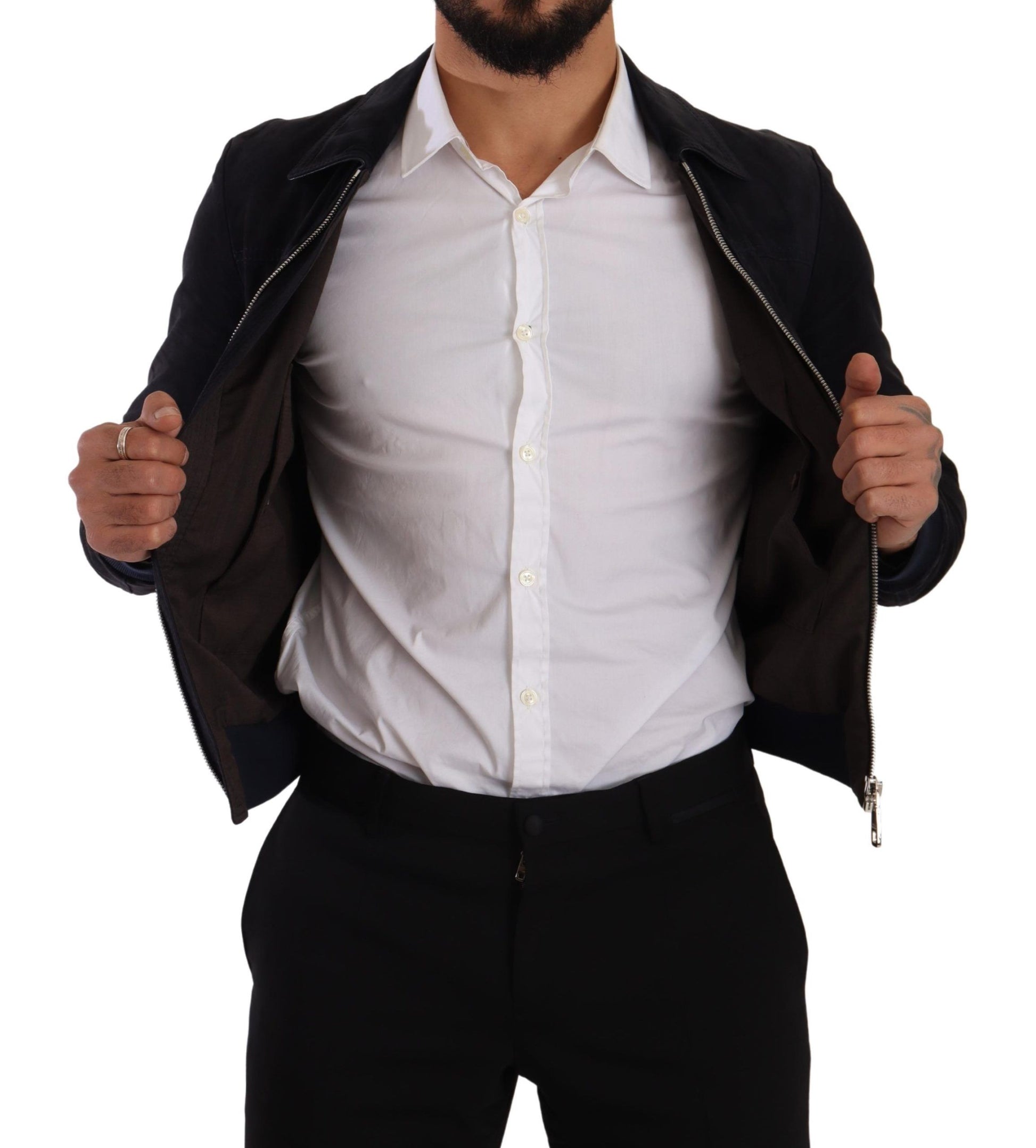 Dolce & Gabbana Blue Suede Lambskin Leather Coat Jacket Dolce & Gabbana