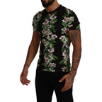 Dolce & Gabbana black floral print crewneck T-shirt featuring vibrant floral pattern on soft fabric.