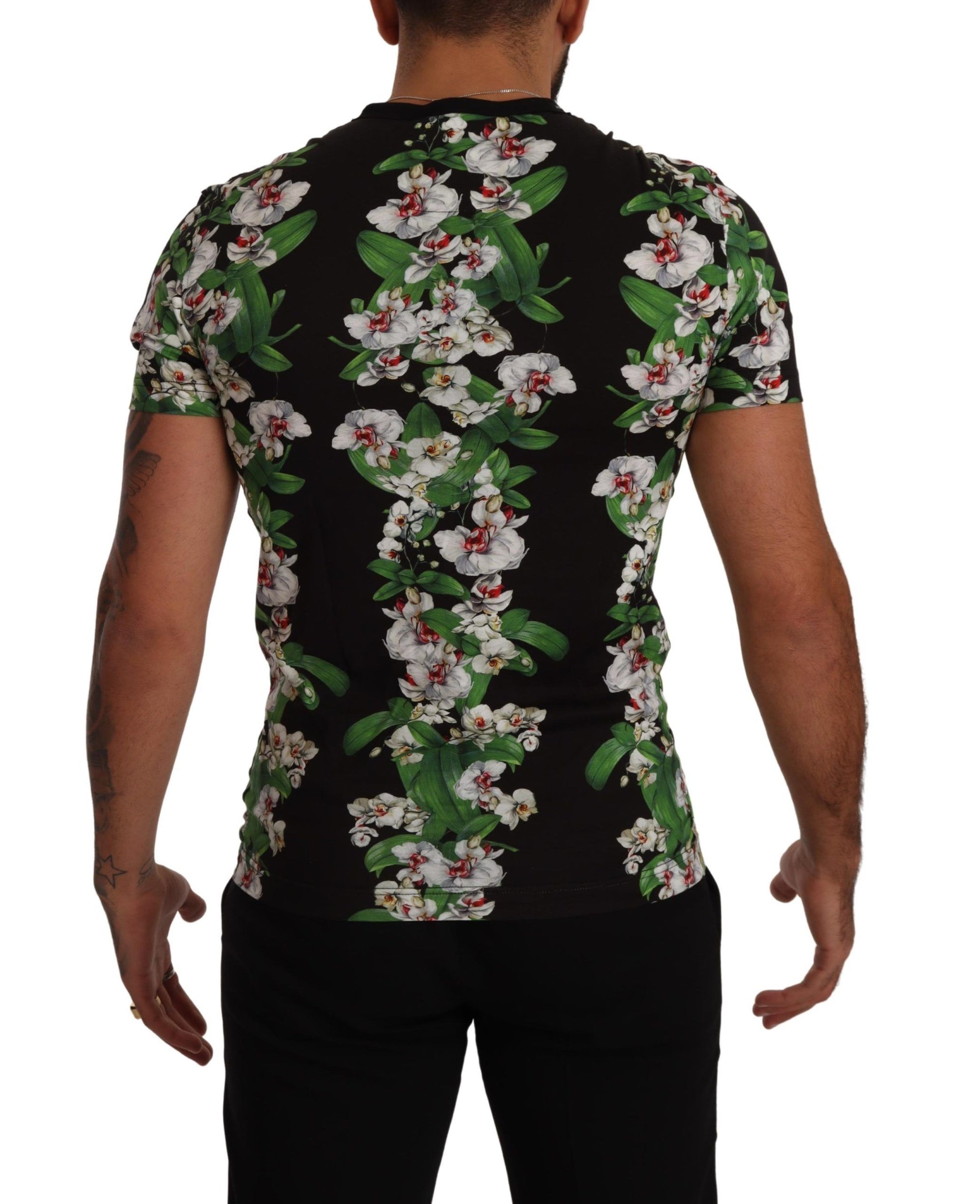 Dolce & Gabbana Black Floral Print Crewneck T-shirt Dolce & Gabbana