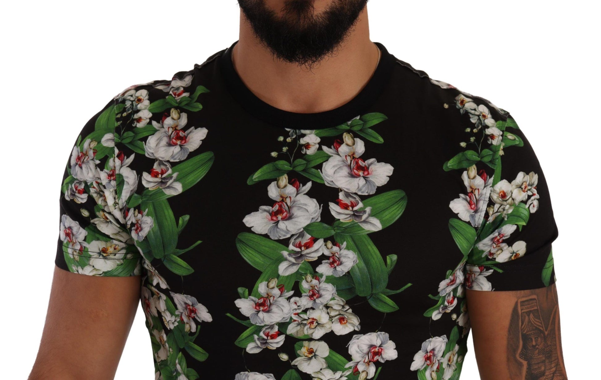 Dolce & Gabbana Black Floral Print Crewneck T-shirt Dolce & Gabbana