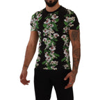 Dolce & Gabbana black floral print crewneck T-shirt featuring vibrant floral patterns on soft fabric.
