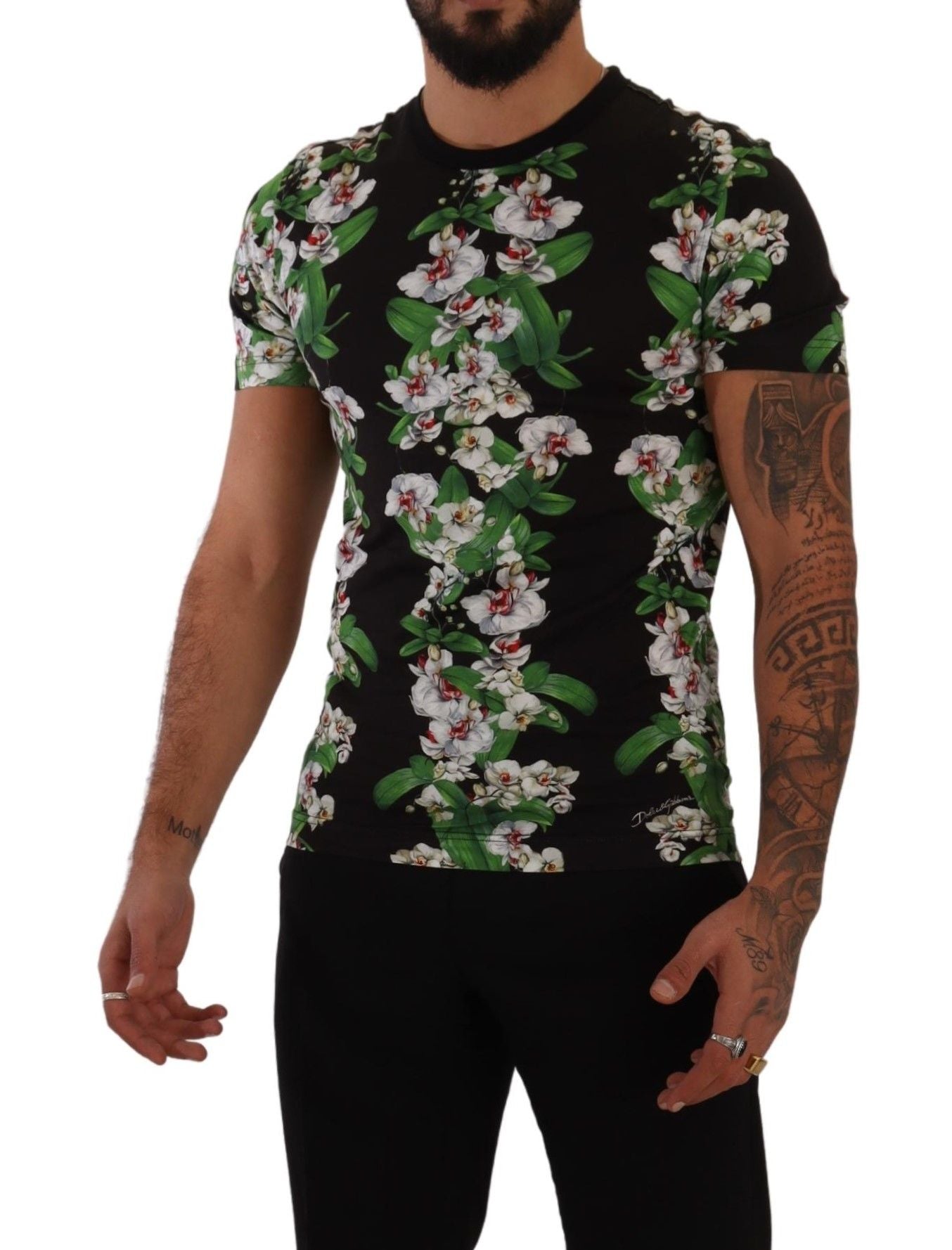 Dolce & Gabbana Black Floral Print Crewneck T-shirt Dolce & Gabbana