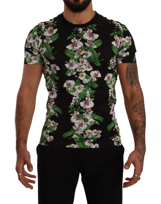 Dolce & Gabbana Black Floral Print Crewneck T-shirt Dolce & Gabbana
