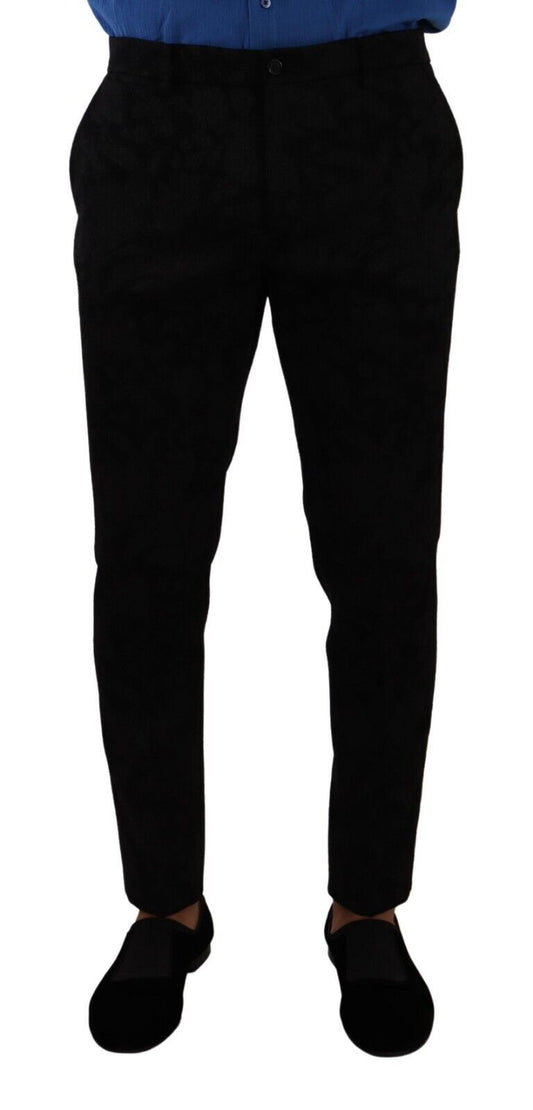 Dolce & Gabbana Black Brocade Skinny Formal Trouser Dress Pants Dolce & Gabbana