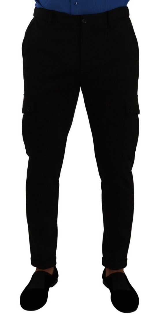 Dolce & Gabbana Black Viscose Skinny Cargo Trouser Pants Dolce & Gabbana