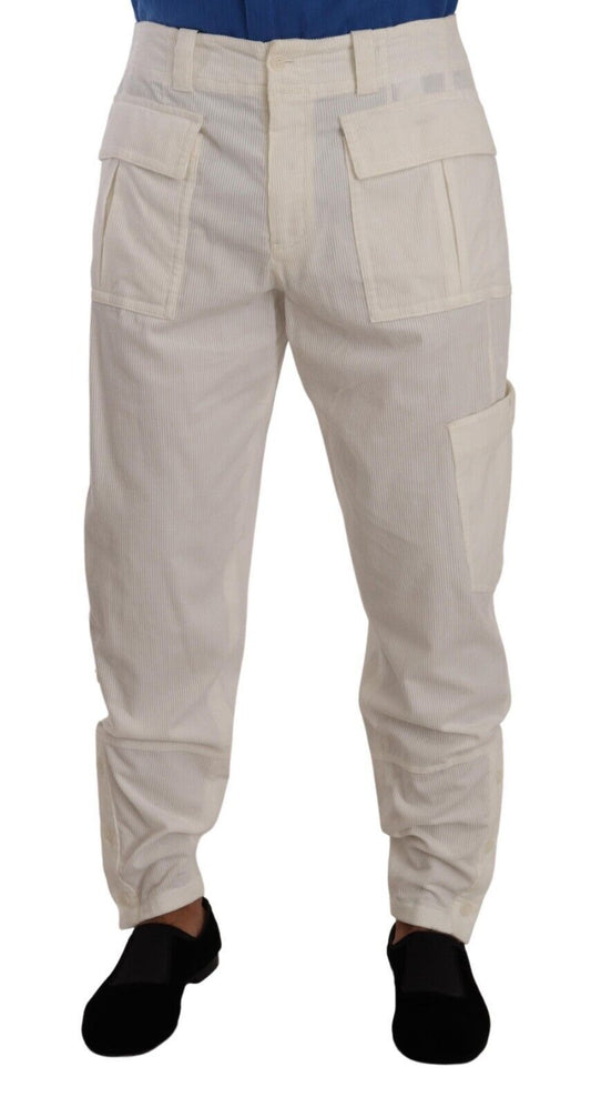 Dolce & Gabbana Off White Cotton Corduroy Cargo Pants Dolce & Gabbana