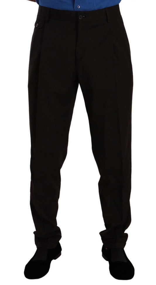 Dolce & Gabbana Brown Wool Skinny Formal Dress Pants Dolce & Gabbana