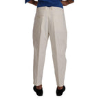 Dolce & Gabbana White Cotton Tapered Men Trouser Dress Pants