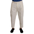 Dolce & Gabbana White Cotton Tapered Men Trouser Dress Pants