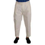 Dolce & Gabbana White Cotton Tapered Men Trouser Dress Pants