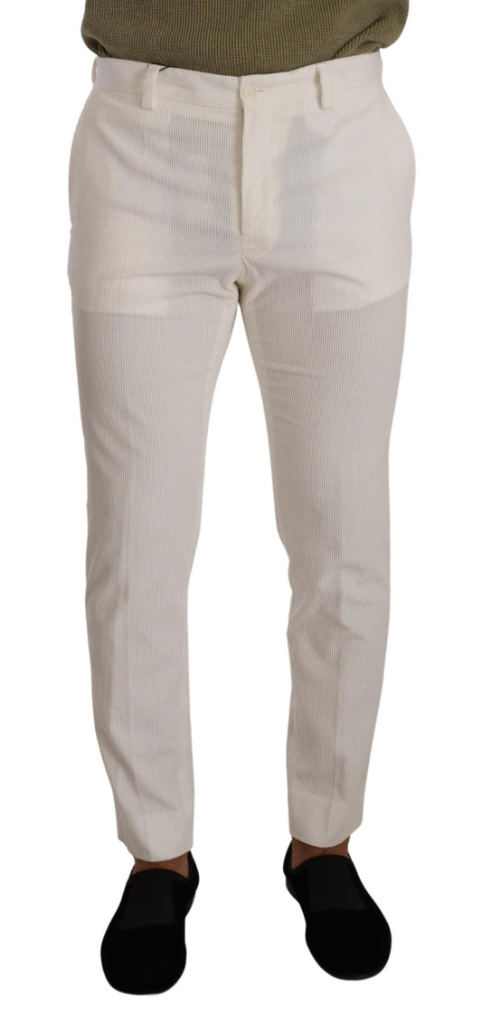 Dolce & Gabbana White Cotton Skinny Corduroy Trouser Pants Dolce & Gabbana