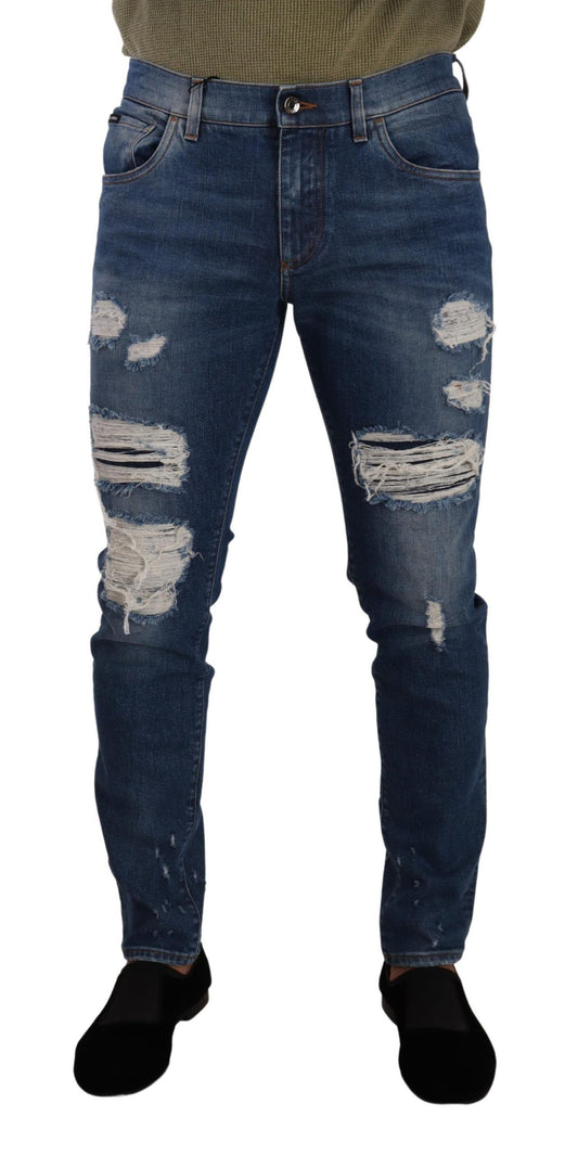 Dolce & Gabbana Blue Wash Cotton Stretch Slim Fit Denim Jeans Dolce & Gabbana