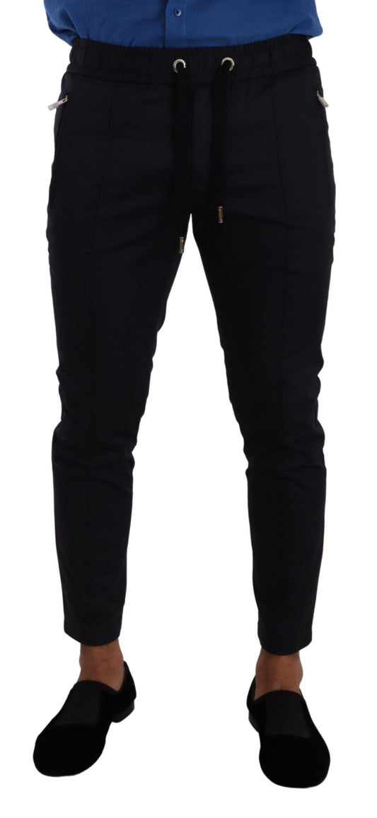 Dolce & Gabbana Blue Cotton Stretch Jogging Trouser Pants Dolce & Gabbana