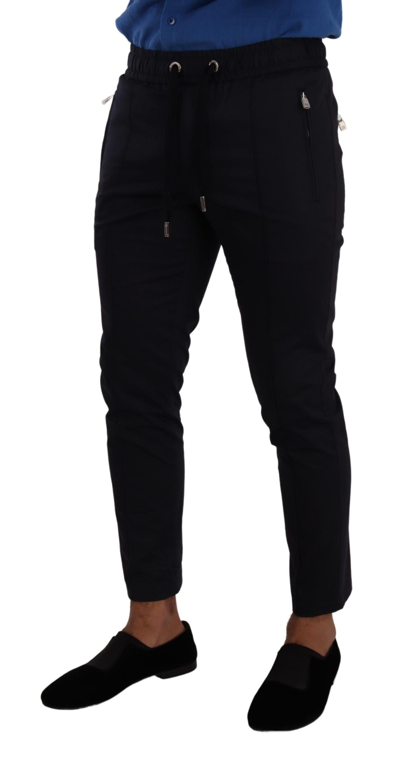 Dolce & Gabbana Blue Cotton Stretch Jogging Trouser Pants Dolce & Gabbana
