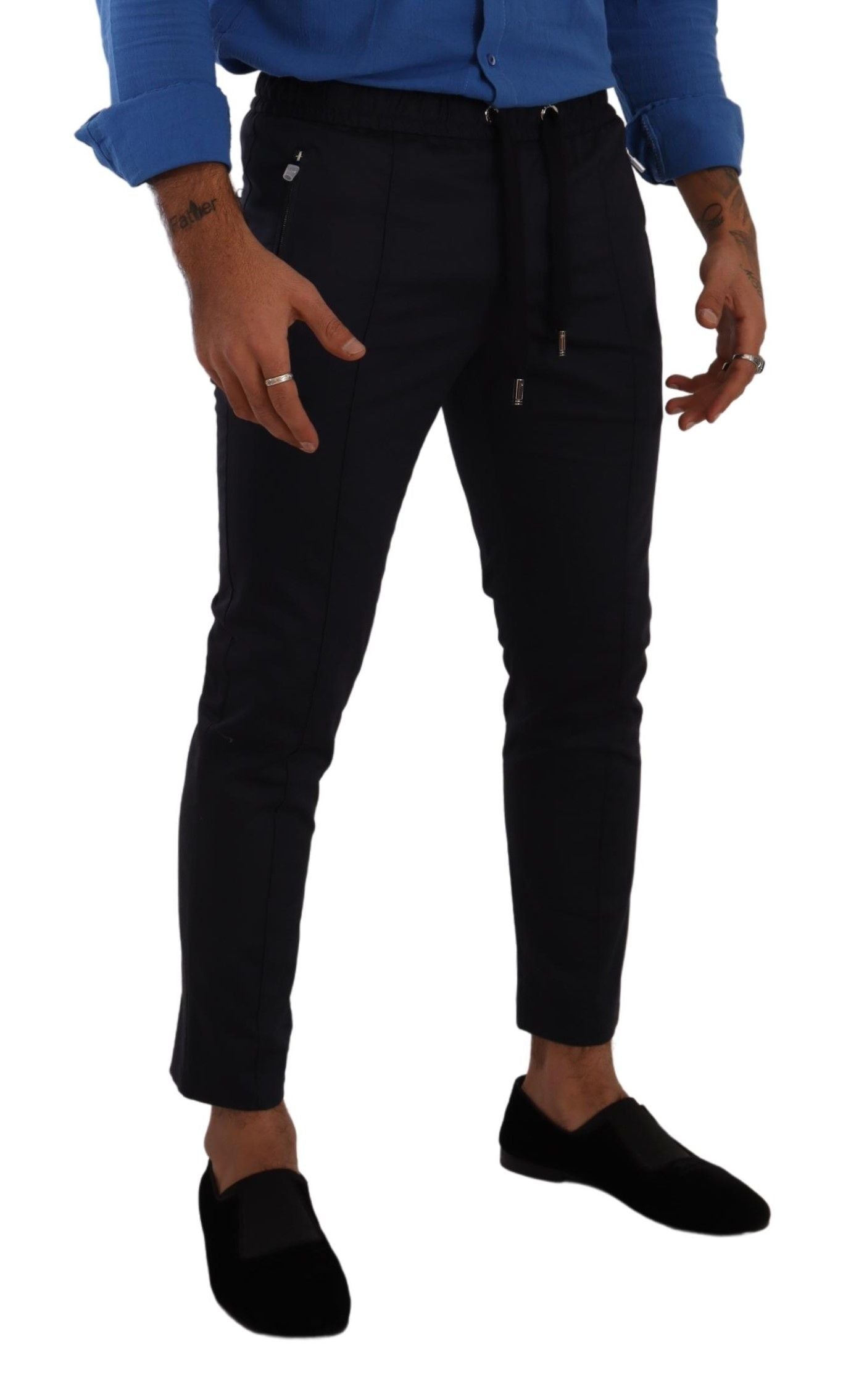 Dolce & Gabbana Blue Cotton Stretch Jogging Trouser Pants Dolce & Gabbana