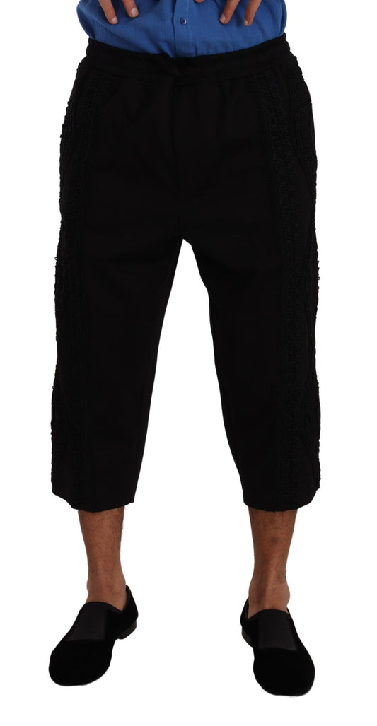 Dolce & Gabbana Black Cotton Torero Cropped Short Trouser Pants Dolce & Gabbana