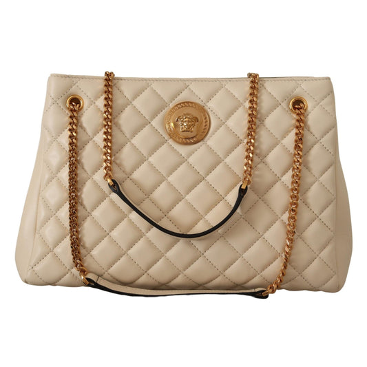 Versace Elegant Quilted Nappa Leather Tote Versace
