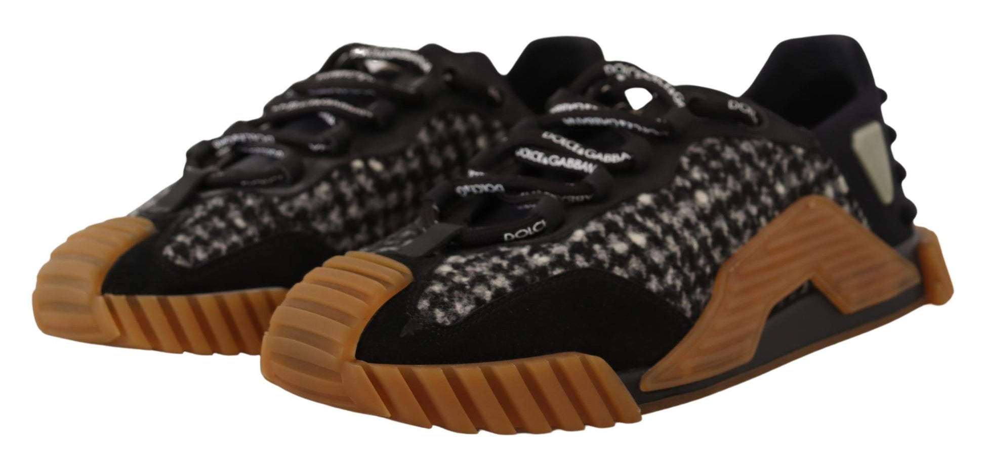 Dolce & Gabbana Black White Fabric Lace Up NS1 Sneakers Dolce & Gabbana