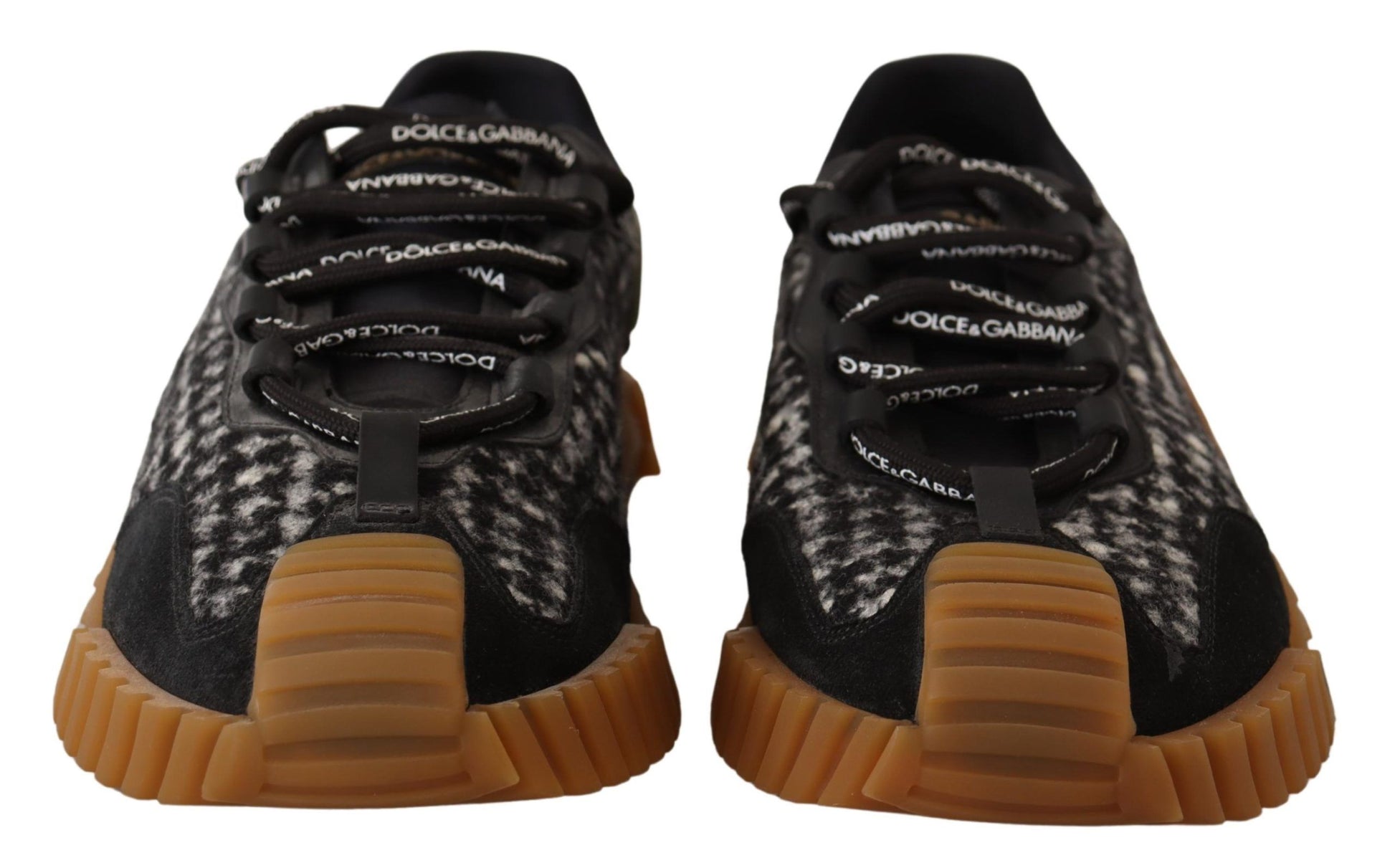 Dolce & Gabbana Black White Fabric Lace Up NS1 Sneakers Dolce & Gabbana