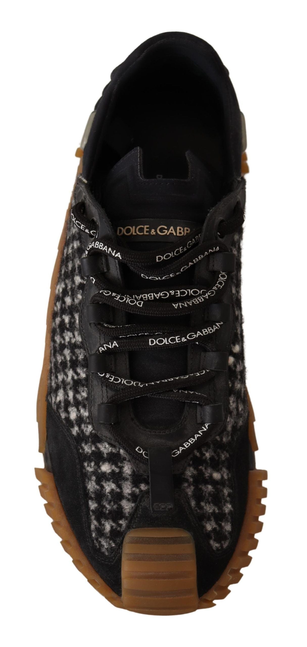 Dolce & Gabbana Black White Fabric Lace Up NS1 Sneakers Dolce & Gabbana