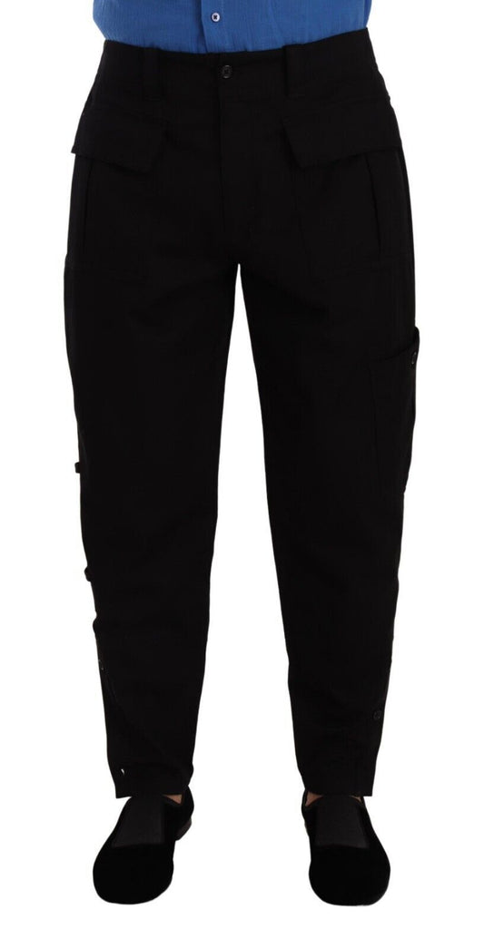 Dolce & Gabbana Black Cotton Stretch Tapered Cargo Pants Dolce & Gabbana