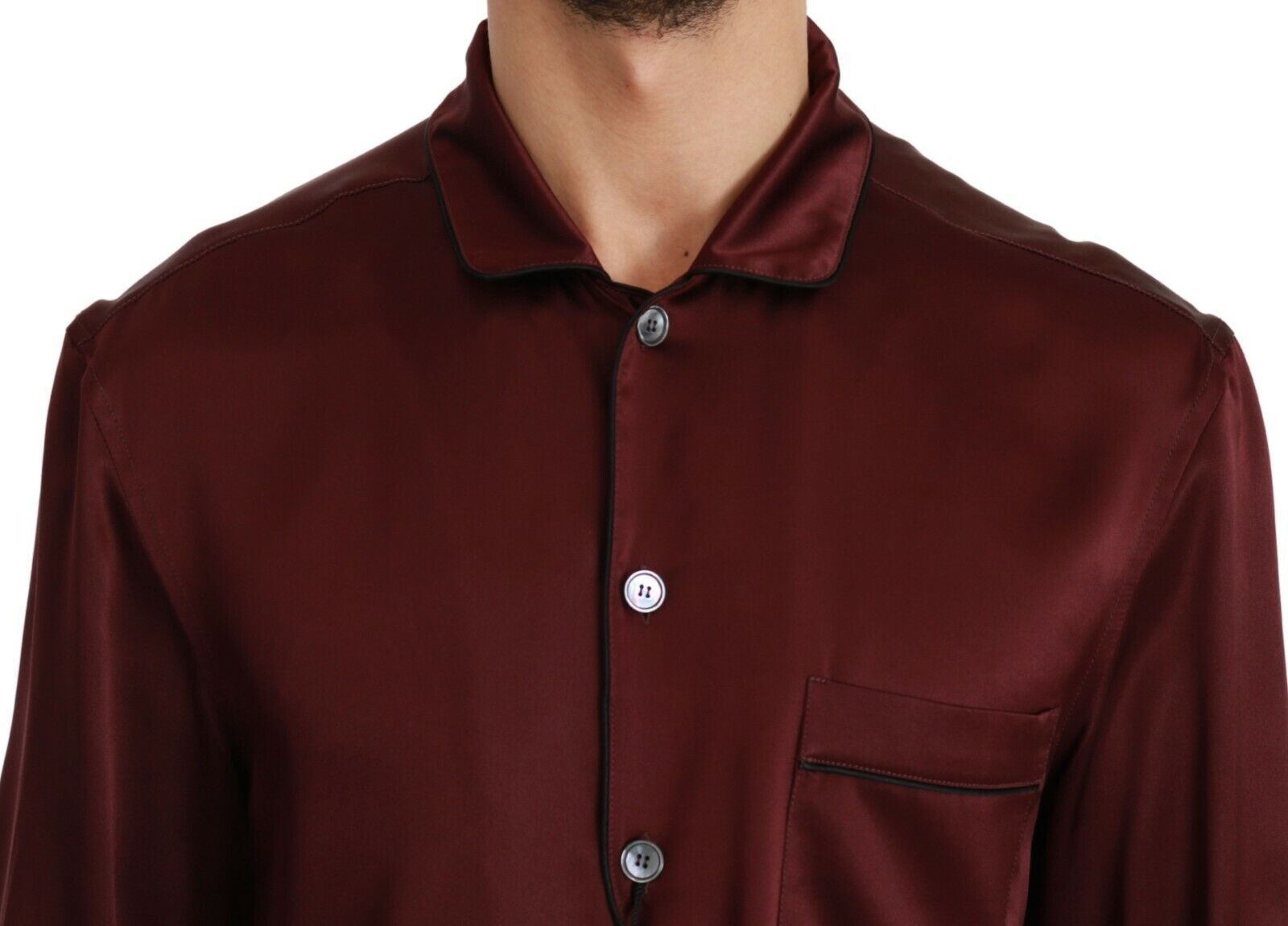 Dolce & Gabbana Bordeaux Silk Pajama Casual Shirt Dolce & Gabbana