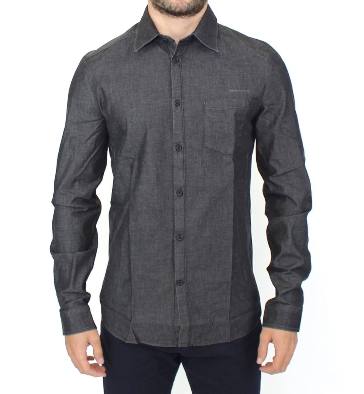 Ermanno Scervino Denim Jeans Cotton Casual Gray Stretch Shirt Ermanno Scervino